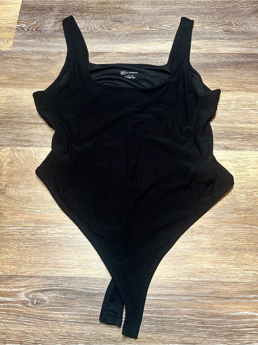 No Boundaries Black Square Neck High Cut Bodysuit Size L 11/13